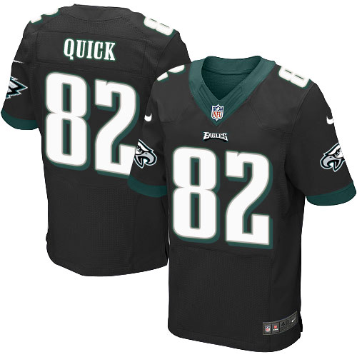 Men's Elite Mike Quick Nike Jersey Black Alternate - #82 NFL Philadelphia Eagles